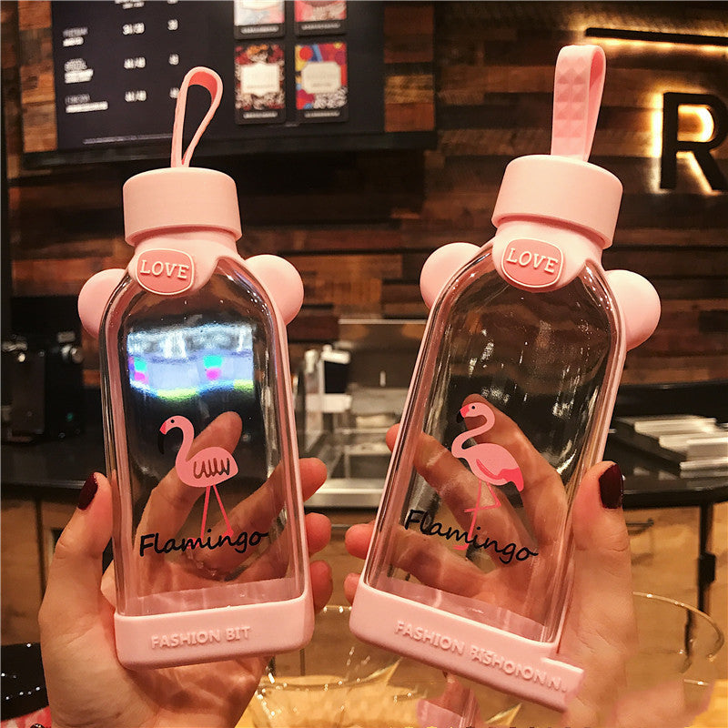 Flamingo Flat Glass Cup Blue Fat Glass Cup