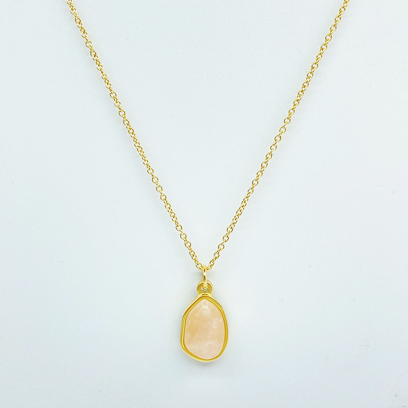 Green Aventurine Pendant Necklace Clavicle Chain Titanium