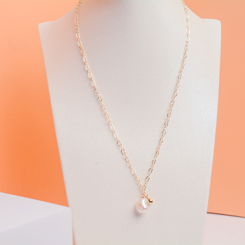 Gold Natural Freshwater Pearl Necklace For Women