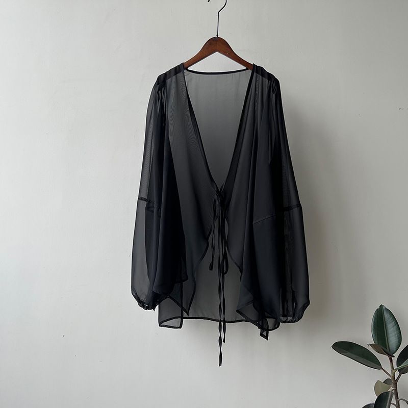Chiffon Sun Protection Shirt Women's Summer Thin French Top Loose Small Cardigan Drape Inverness Blouse