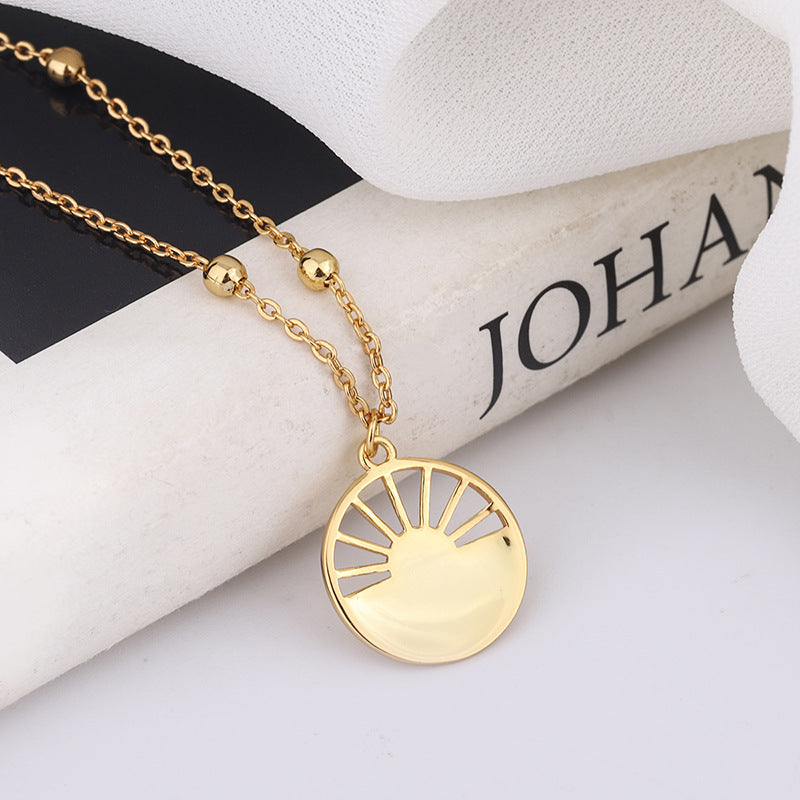 Sunset Hollow Chain With Cold Wind Creative Sunburst Clavicle Chain