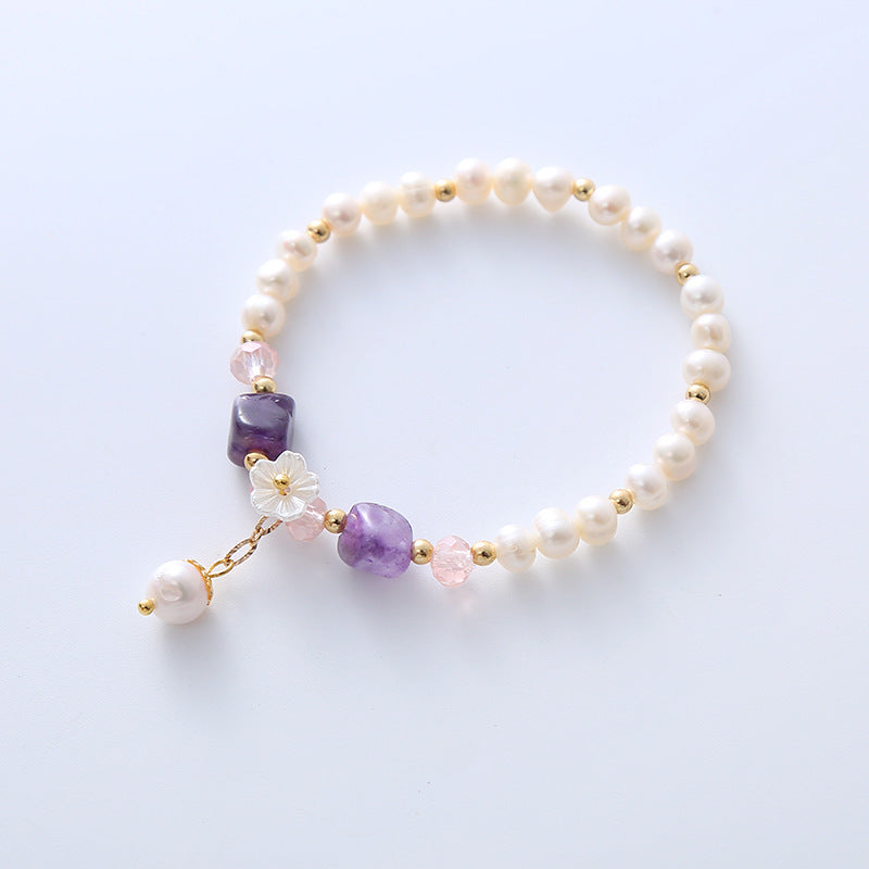 Natural Freshwater Pearl Crystal Bracelet For Women