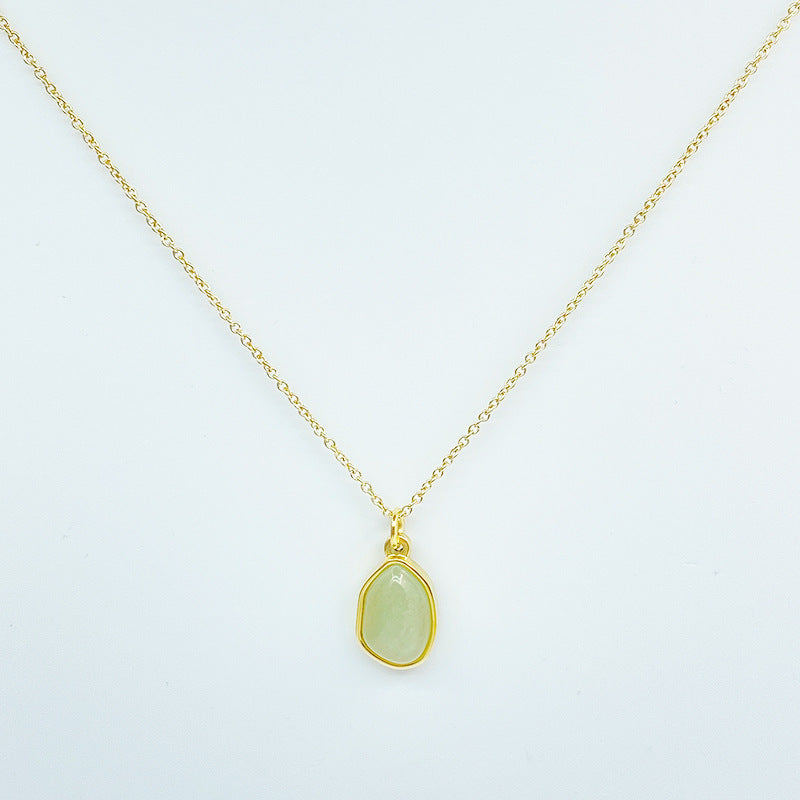 Green Aventurine Pendant Necklace Clavicle Chain Titanium