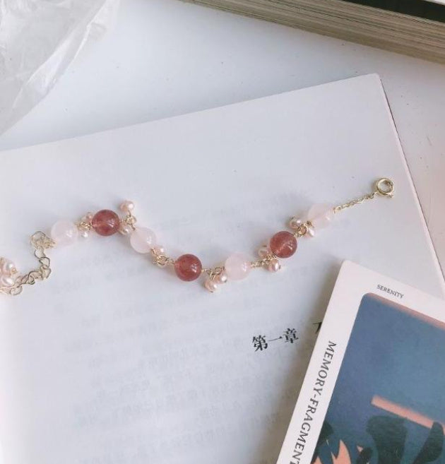 Zhi Zhi Mei Mei Pearl Strawberry Crystal Best Friend Bracelet