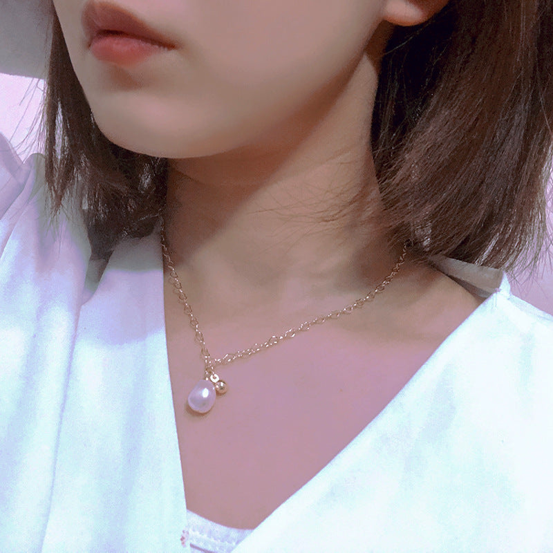Gold Natural Freshwater Pearl Necklace For Women