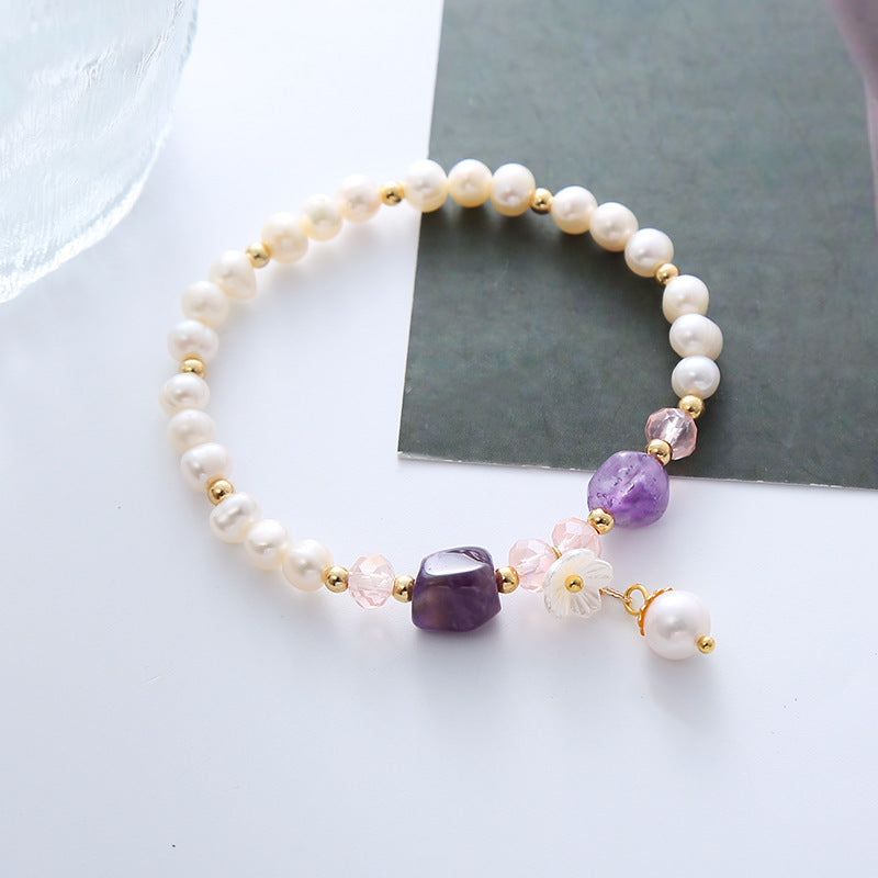 Natural Freshwater Pearl Crystal Bracelet For Women