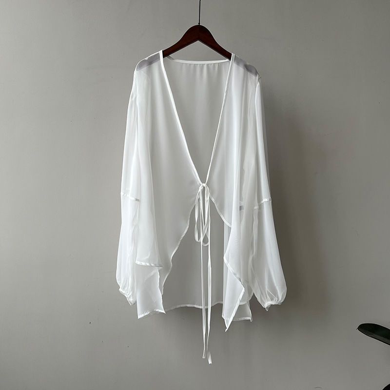 Chiffon Sun Protection Shirt Women's Summer Thin French Top Loose Small Cardigan Drape Inverness Blouse