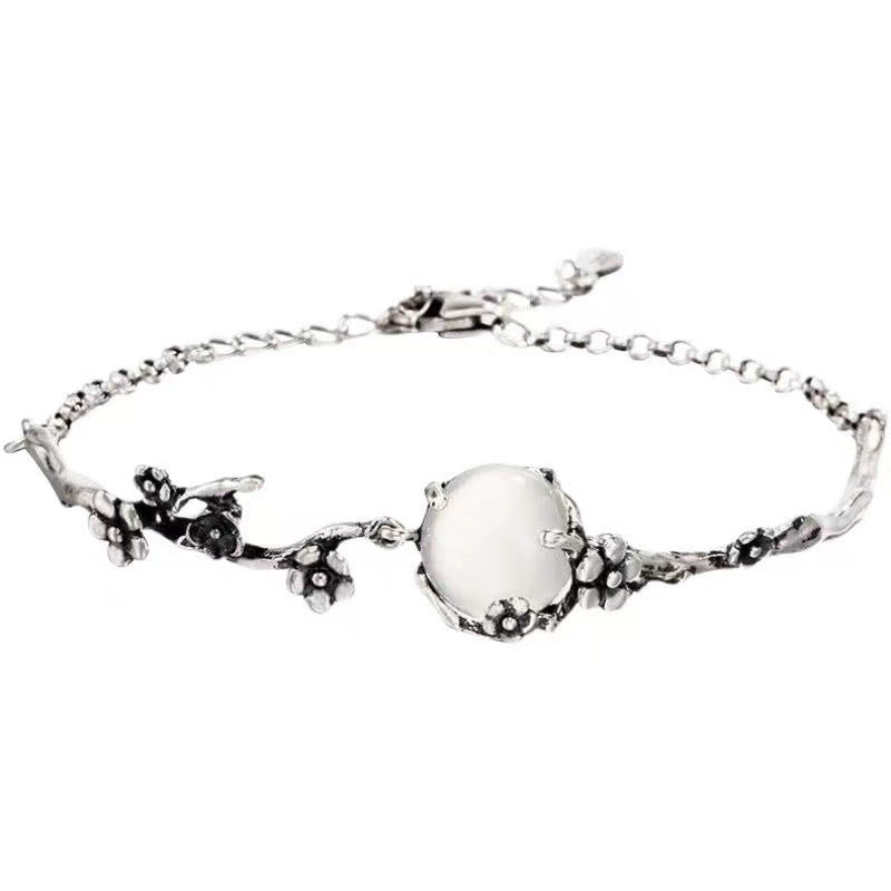 Plum Copper Inlaid Imitation Moonstone Women's Bracelet