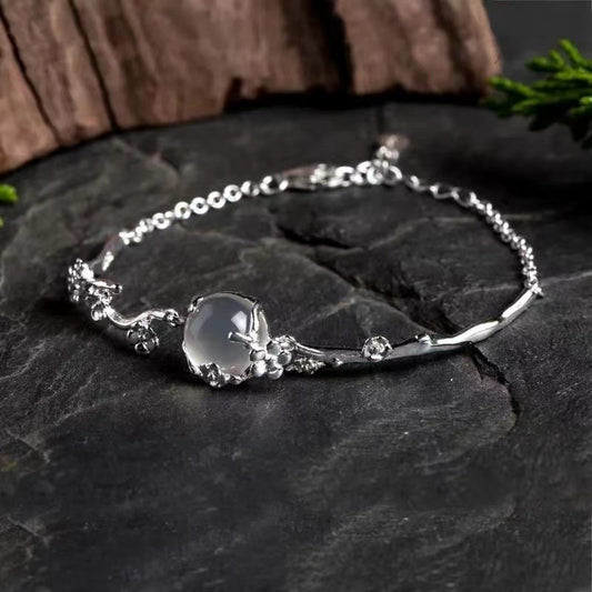 Plum Copper Inlaid Imitation Moonstone Women's Bracelet
