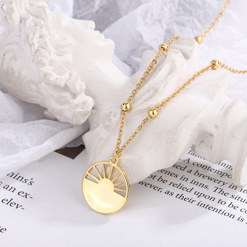 Sunset Hollow Chain With Cold Wind Creative Sunburst Clavicle Chain
