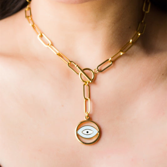 Copper Plating 14K Real Gold OT Buckle Necklace