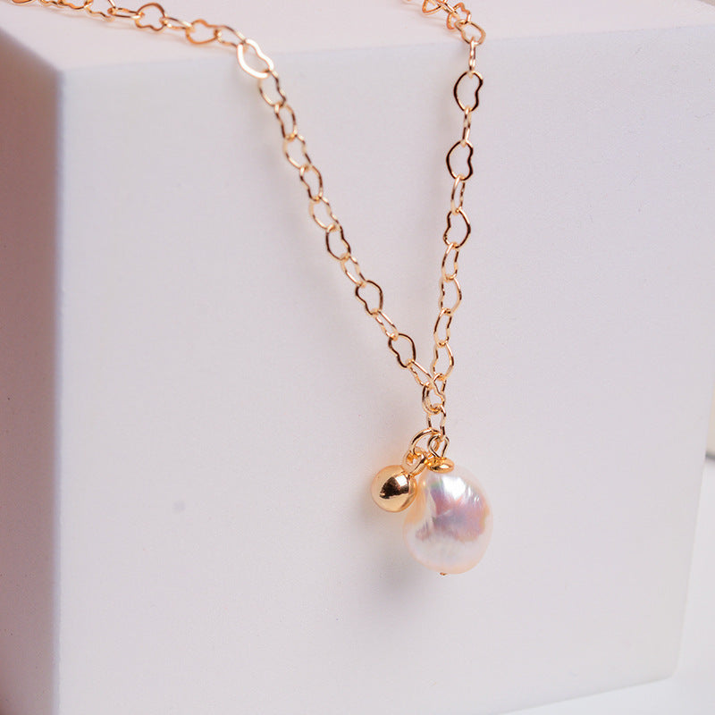 Gold Natural Freshwater Pearl Necklace For Women