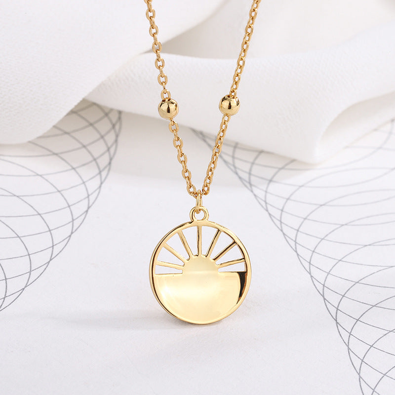 Sunset Hollow Chain With Cold Wind Creative Sunburst Clavicle Chain