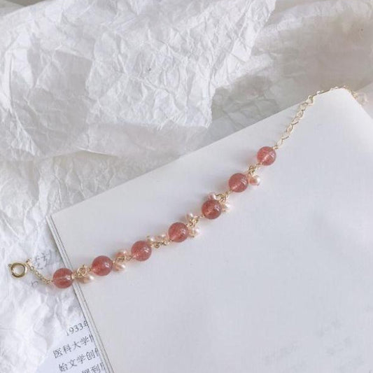 Zhi Zhi Mei Mei Pearl Strawberry Crystal Best Friend Bracelet